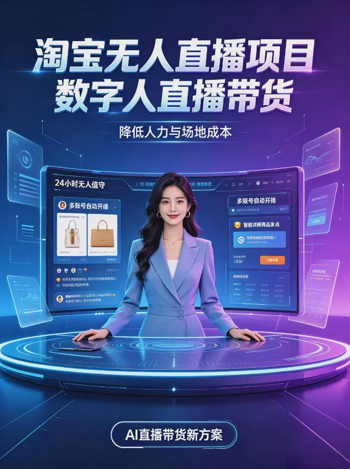 淘宝AI无人直播带货,24小时自动开播低门槛副业,无需真人长时间出镜,持续引流出单【揭秘】祝你网--专注互联网创业.信息差副业研究拒绝割韭菜祝你网