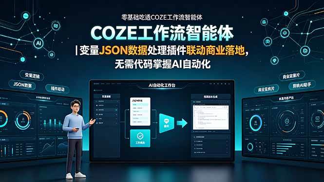 (19243期)零基础吃透COZE工作流智能体|变量JSON数据处理插件联动商业落地,无需代码掌握AI自动化祝你网--专注互联网创业.信息差副业研究拒绝割韭菜祝你网