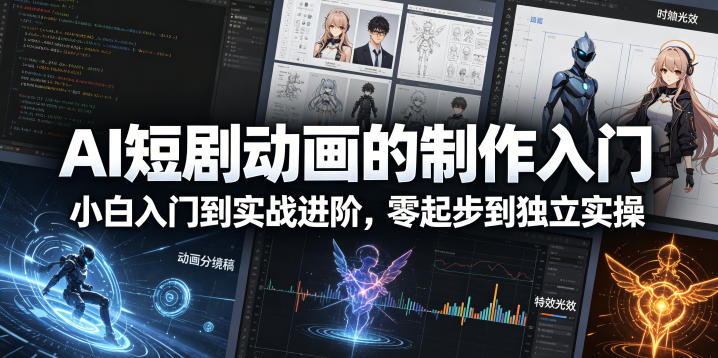 AI短剧动画的制作入门，小白入门到实战进阶，零起步到独立实操祝你网--专注互联网创业.信息差副业研究拒绝割韭菜祝你网
