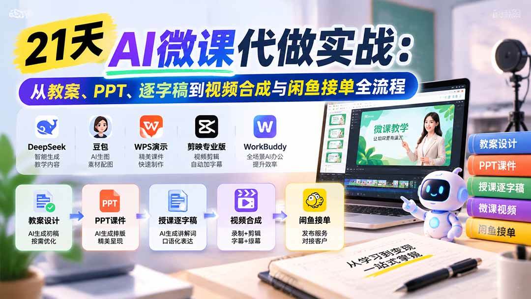 707df4581fef15bb676dc83de8a703c7.jpeg (21065期)21天AI微课代做实战:从教案、PPT、逐字稿到视频合成与闲鱼接单全流程