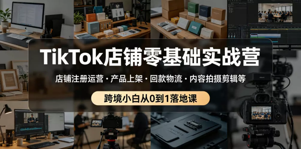 TikTok店铺零基础实战营,店铺注册运营・产品上架・回款物流・内容拍摄剪辑等 ,跨境小白从0到1落地课祝你网--专注互联网创业.信息差副业研究拒绝割韭菜祝你网