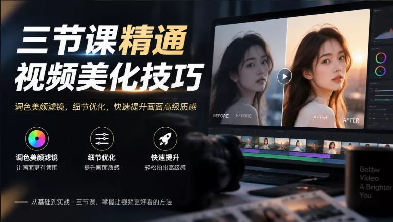 70c2f7650658e7c97e34451b3a0fd681.webp 三节课精通视频美化技巧|调色美颜滤镜,细节优化,快速提升画面高级质感