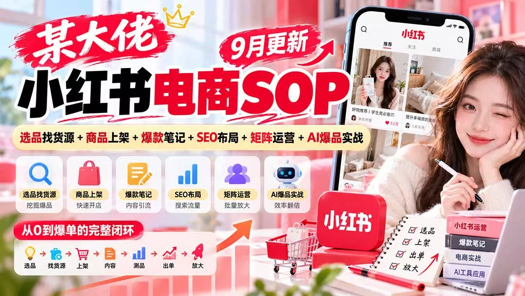 70d07ed86fa4d4bfa5862e1ca37b4d9f.webp 某大佬小红书电商SOP|9月更新:选品找货源+商品上架+爆款笔记+SEO布局+矩阵运营+AI爆品实战