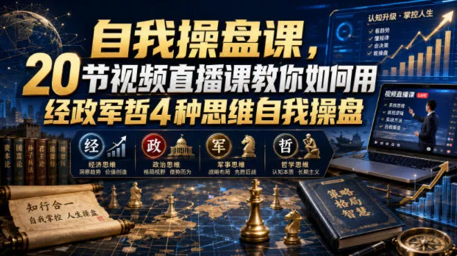 【无水印】自我操盘课,20节视频直播课教你如何用经政军哲4种思维自我操盘(更新0924)祝你网--专注互联网创业.信息差副业研究拒绝割韭菜祝你网