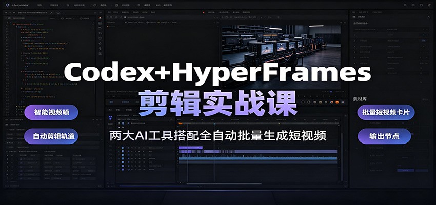 Codex+HyperFrames剪辑实战课:两大AI工具搭配全自动批量生成短视频祝你网--专注互联网创业.信息差副业研究拒绝割韭菜祝你网