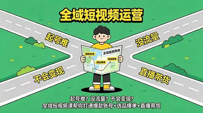 711c8481bb04c2eaf67e51328246fdb5.webp 起号难?没流量?不会变现?全域短视频课帮你打通爆款账号+选品爆单+直播带货