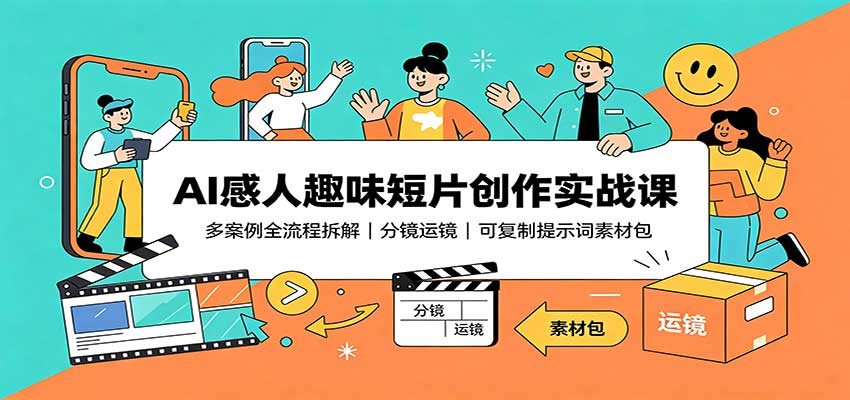 AI感人趣味短片创作实战课：多案例全流程拆解，分镜运镜，可复制提示词素材包祝你网--专注互联网创业.信息差副业研究拒绝割韭菜祝你网