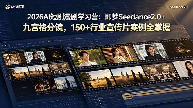 2026AI短剧漫剧学习营：即梦Seedance2.0+九宫格分镜，150+行业宣传片案例全掌握祝你网--专注互联网创业.信息差副业研究拒绝割韭菜祝你网