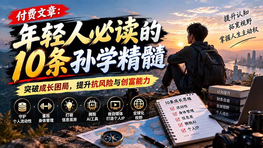 (21112期)付费文章:年轻人必读的10条孙学精髓,突破成长困局,提升抗风险与创富能力祝你网--专注互联网创业.信息差副业研究拒绝割韭菜祝你网