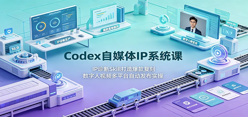 Codex自媒体IP系统课:IP诊断Skill打造爆款复刻,数字人视频多平台自动发布实操祝你网--专注互联网创业.信息差副业研究拒绝割韭菜祝你网