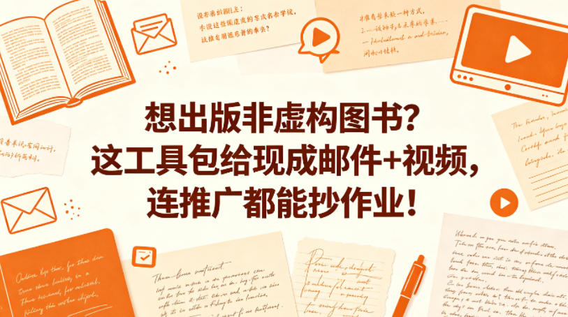 想出版非虚构图书？这工具包给现成邮件+视频，连推广都能抄作业！【原创双语字幕】祝你网--专注互联网创业.信息差副业研究拒绝割韭菜祝你网