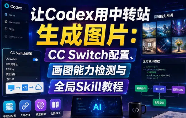 让Codex用中转站生成图片:CC Switch配置、画图能力检测与全局Skill教程祝你网--专注互联网创业.信息差副业研究拒绝割韭菜祝你网