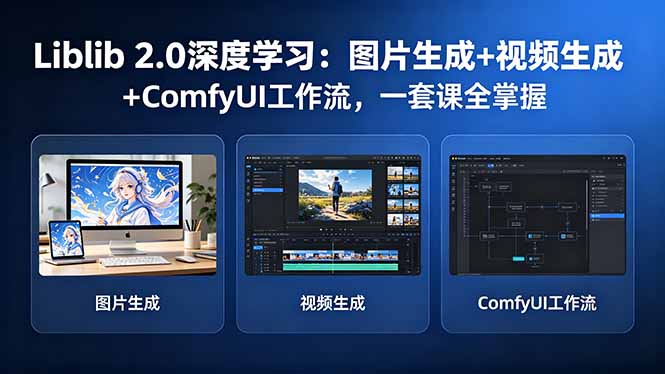 Liblib 2.0深度学习：图片生成+视频生成+ComfyUI工作流，一套课全掌握祝你网--专注互联网创业.信息差副业研究拒绝割韭菜祝你网