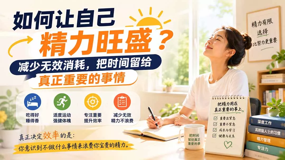 付费文章：如何让自己精力旺盛？减少无效消耗，把时间留给真正重要的事情祝你网--专注互联网创业.信息差副业研究拒绝割韭菜祝你网