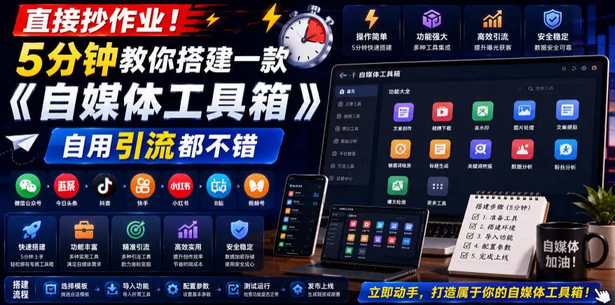 直接抄作业！5分钟教你搭建一款《自媒体工具箱》，自用引流都不错祝你网--专注互联网创业.信息差副业研究拒绝割韭菜祝你网
