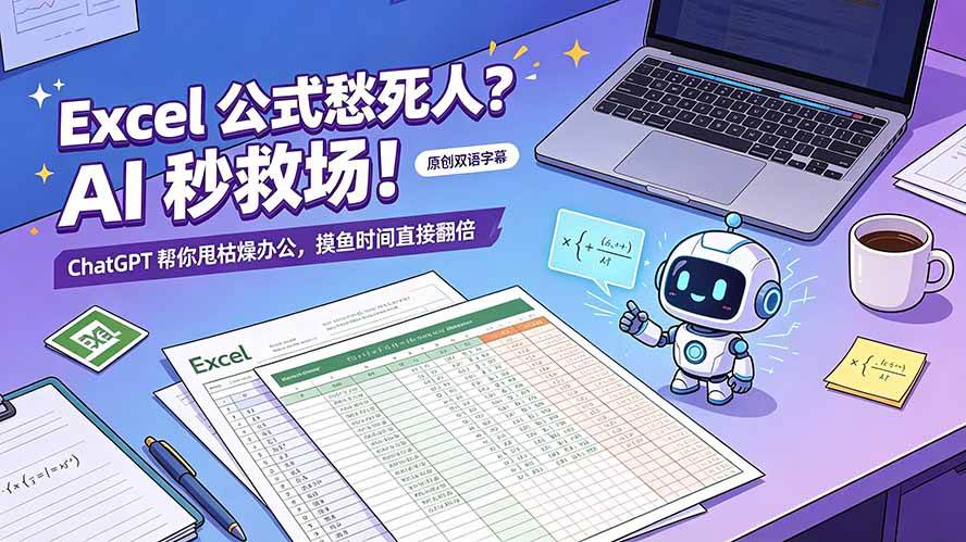 75b192d0d565df22b82196f17ba84e81.jpeg (19487期)Excel 公式愁死人?AI 秒救场!ChatGPT 帮你甩枯燥办公,摸鱼时间直接翻倍【原创双语字幕】