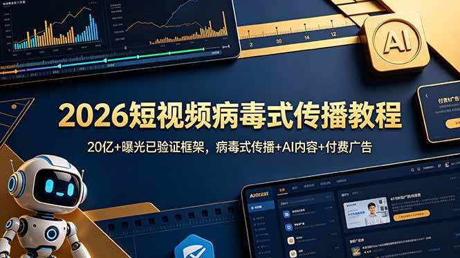 75c505de5c274b59c6bd05e74772ee3f.jpeg (18986期)2026短视频病毒式传播教程:20亿+曝光已验证框架,病毒式传播+AI内容+付费广告