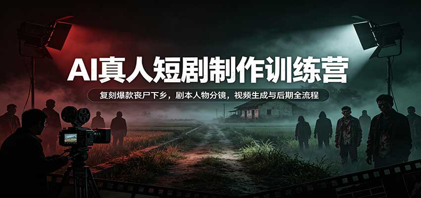 7685ce806c1f445a6812550e2be2a021.jpeg AI真人短剧制作训练营:复刻爆款丧尸下乡,剧本人物分镜,视频生成与后期全流程