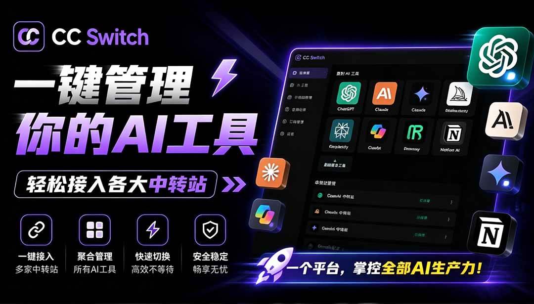 (19335期)一键给Chatgpt、Codex、Claude接入地第三方中转站,CC Switch统一管理你的 AI 编程工具工作流祝你网--专注互联网创业.信息差副业研究拒绝割韭菜祝你网