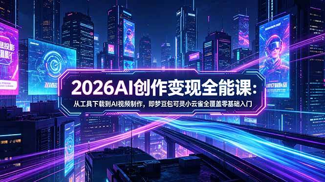 （18553期）2026AI创作变现全能课-更新5月：从工具下载到AI视频制作，即梦豆包可灵小云雀全覆盖零基础入门祝你网--专注互联网创业.信息差副业研究拒绝割韭菜祝你网