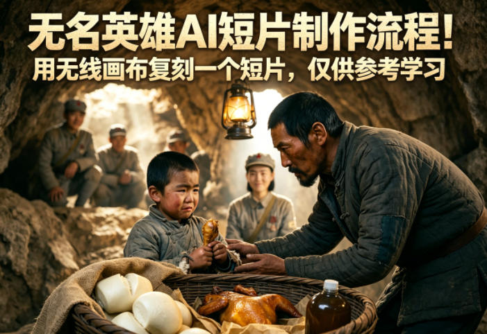 无名英雄AI短片制作流程！用无线画布复刻一个短片，仅供参考学习祝你网--专注互联网创业.信息差副业研究拒绝割韭菜祝你网