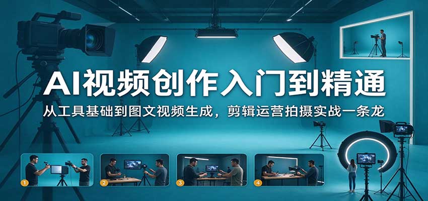 AI视频创作入门到精通：从工具基础到图文视频生成，剪辑运营拍摄实战一条龙祝你网--专注互联网创业.信息差副业研究拒绝割韭菜祝你网