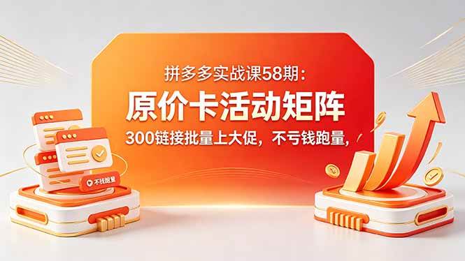 （18395期）拼多多实战课58期：原价卡活动矩阵，300链接批量上大促，不亏钱跑量祝你网--专注互联网创业.信息差副业研究拒绝割韭菜祝你网
