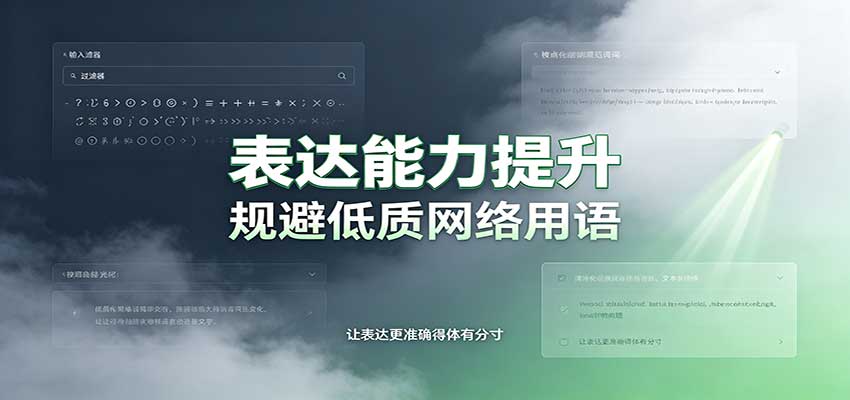 表达能力提升:语言塑造思想逻辑,规避低质网络用语,强化心智感知祝你网--专注互联网创业.信息差副业研究拒绝割韭菜祝你网