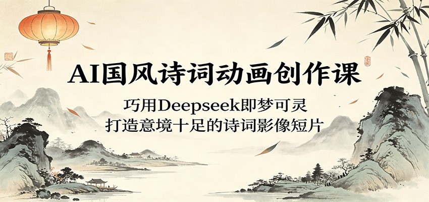AI国风诗词动画创作课:巧用Deepseek即梦可灵,打造意境十足的诗词影像短片祝你网--专注互联网创业.信息差副业研究拒绝割韭菜祝你网
