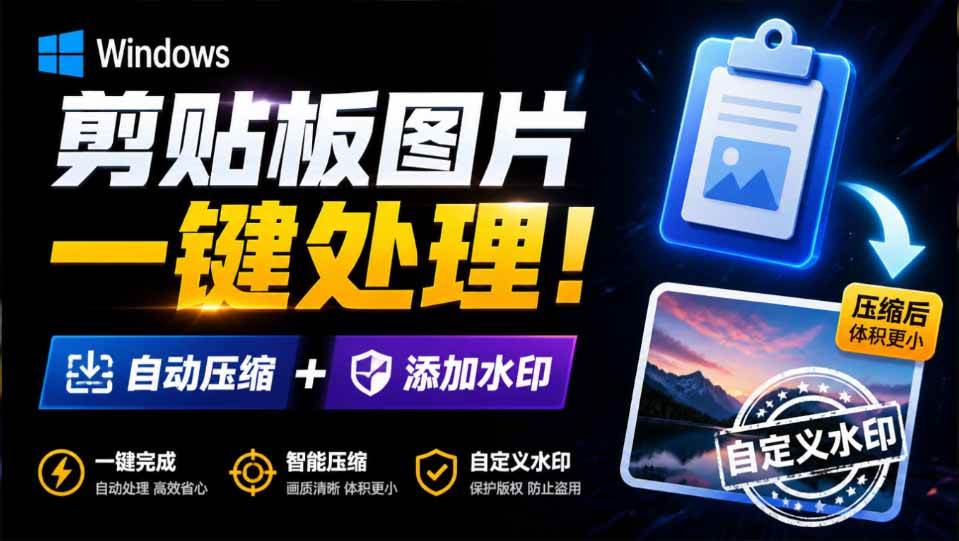 77975528528a2a8077dec9f537cc47ff.jpeg (19831期)Windows 剪贴板复制图片后,体积会暴涨数百倍?剪贴板图片一键自动压缩及添加水印工具
