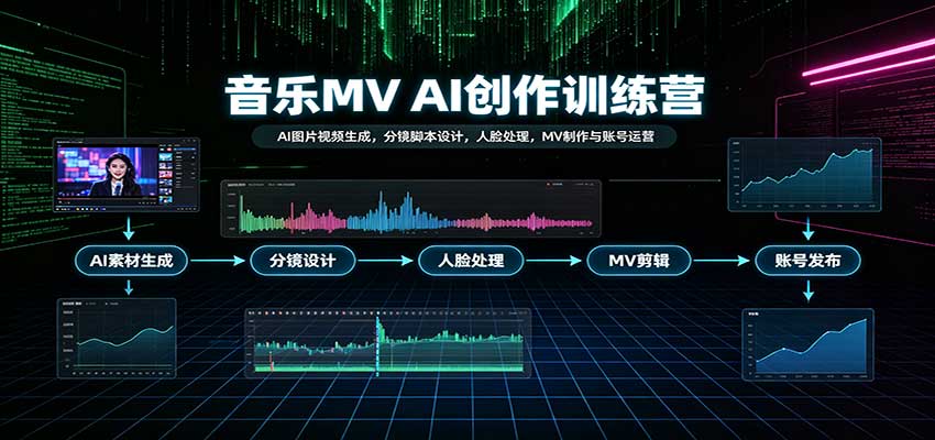音乐MV AI创作训练营:AI图片视频生成,分镜脚本设计,人脸处理,MV制作与账号运营祝你网--专注互联网创业.信息差副业研究拒绝割韭菜祝你网