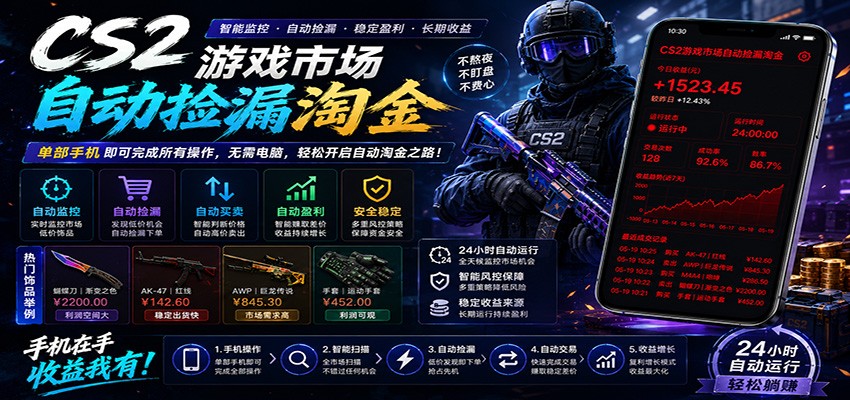 782d34a9c32b75f8857ba8cc987dd1c7.jpeg CSGO挂机捡漏项目通过利用游戏饰品交易机制,结合薄凉软件辅助捡漏,实现盈利