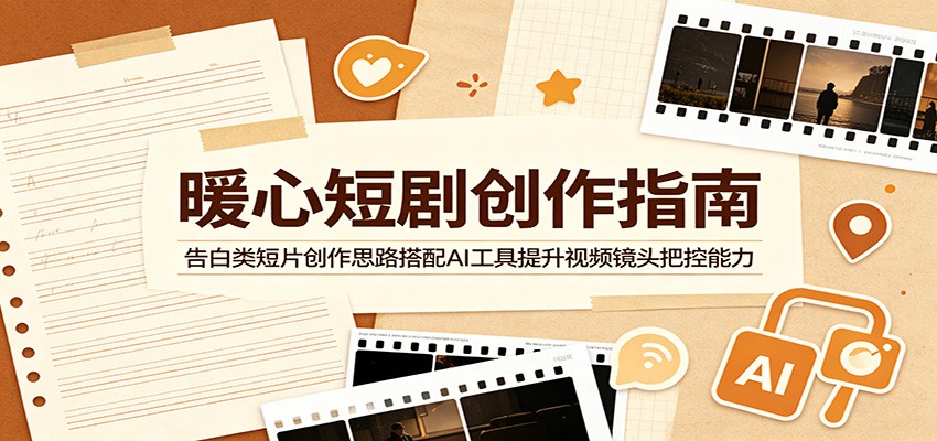 暖心短剧创作指南：告白类短片创作思路搭配AI工具提升视频镜头把控能力祝你网--专注互联网创业.信息差副业研究拒绝割韭菜祝你网