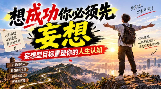 付费文章:想成功你必须先妄想,妄想型目标重塑你的人生认知祝你网--专注互联网创业.信息差副业研究拒绝割韭菜祝你网