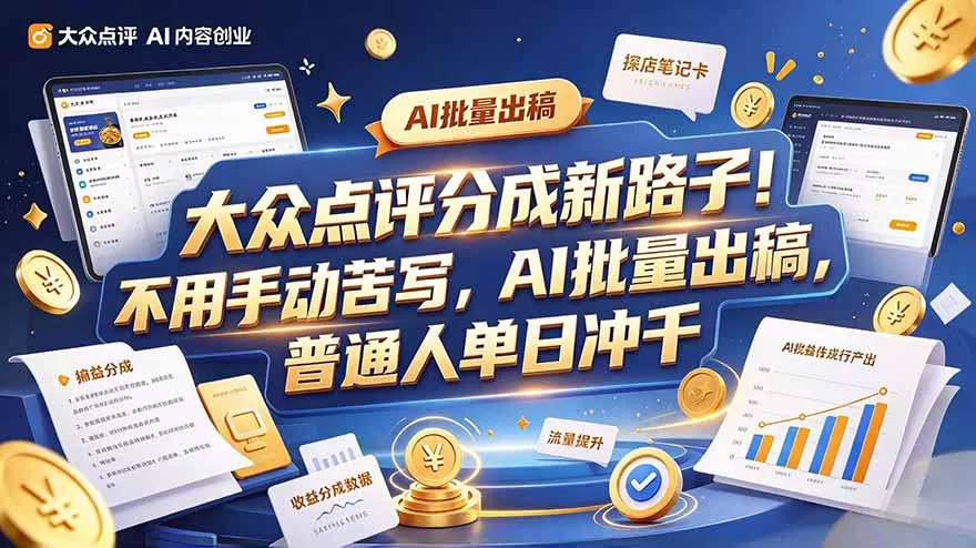 78eb4376dc49863257c28727ad20e477.webp 大众点评副业新玩法,工具提效解放双手,批量做笔记,单日可破千