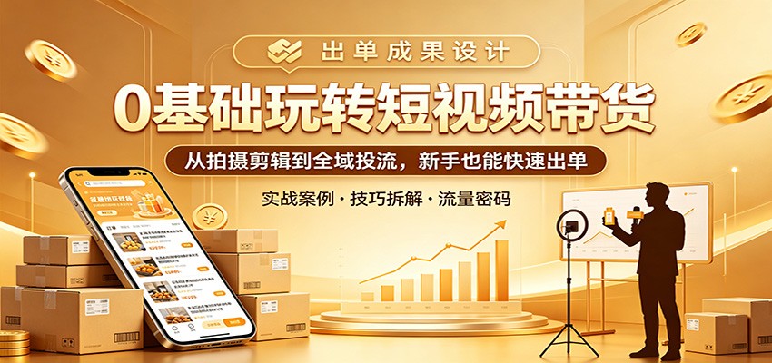 0基础玩转短视频带货：从拍摄剪辑到全域投流，新手也能快速出单祝你网--专注互联网创业.信息差副业研究拒绝割韭菜祝你网