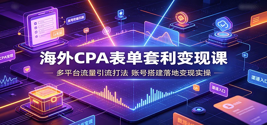 海外CPA表单套利变现课:多平台流量引流打法,账号搭建落地变现实操祝你网--专注互联网创业.信息差副业研究拒绝割韭菜祝你网
