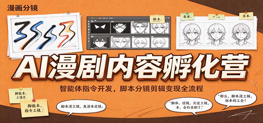 AI漫剧内容孵化营:智能体指令开发,脚本分镜剪辑变现全流程祝你网--专注互联网创业.信息差副业研究拒绝割韭菜祝你网