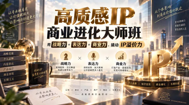 79e3310f07bbb3dbd4fb895325432d90.webp 高质感IP商业进化大师班,用战略力+表达力+商业力,撬动IP溢价力