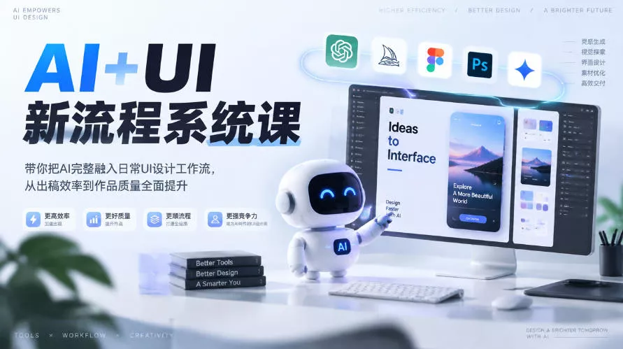 7a2612a3e59b636b36e3e069d49676f9.webp 【无水印】AI+UI新流程系统课,带你把AI完整融入日常UI设计工作流,从出稿效率到作品质量全面提升(2026第4期)