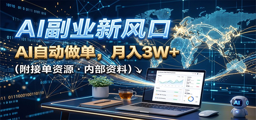AI副业新风口,AI自动做单,月入3W+,附接单资源祝你网--专注互联网创业.信息差副业研究拒绝割韭菜祝你网
