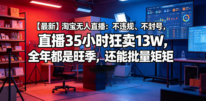 7ab22b009ac2d3e388dc463b07a0c7e1.jpeg 【最新】淘宝无人直播:不违规、不封号,直播35小时狂卖13W,全年都是旺季,还能批量矩阵操作【揭秘】