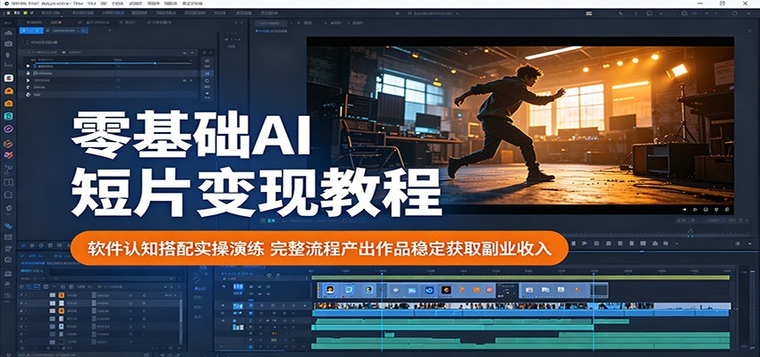 零基础AI短片变现教程:软件认知搭配实操演练,完整流程产出作品稳定获取副业收入祝你网--专注互联网创业.信息差副业研究拒绝割韭菜祝你网