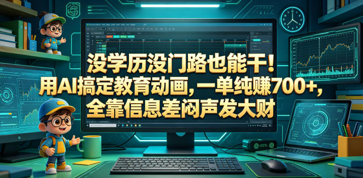 没学历没门路也能干！用AI搞定教育动画，一单纯賺700+，全靠信息差闷声发大财【揭秘】祝你网--专注互联网创业.信息差副业研究拒绝割韭菜祝你网