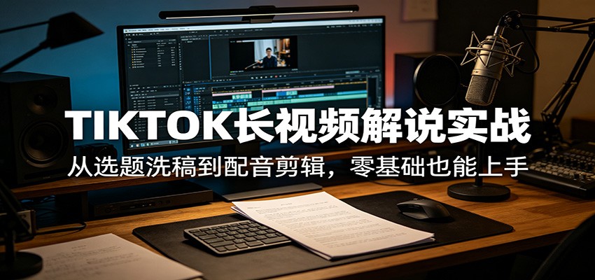 TIKTOK长视频解说实战：从选题洗稿到配音剪辑，零基础也能上手祝你网--专注互联网创业.信息差副业研究拒绝割韭菜祝你网