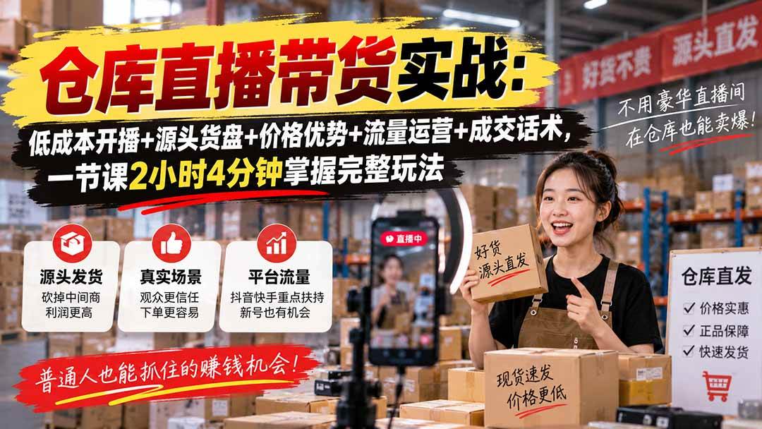 7c45e48132046f35439b594b30d415c9.jpeg (20471期)仓库直播带货实战:低成本开播+源头货盘+价格优势+流量运营+成交话术,一节课2小时4分钟掌握完整玩法