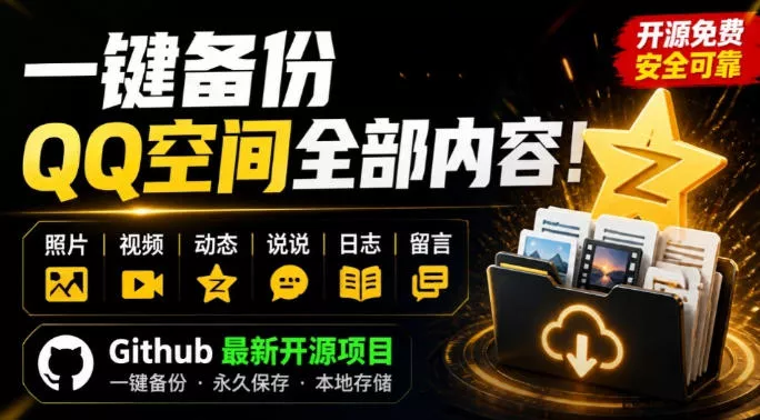 一键将你QQ空间全部内容备份下来!照片/视频/动态信息全存本地,Github最新开源项目QzoneArchive祝你网--专注互联网创业.信息差副业研究拒绝割韭菜祝你网