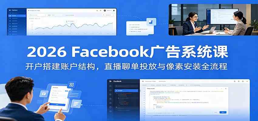 2026 Facebook广告系统课:开户搭建账户结构,直播聊单投放与像素安装全流程祝你网--专注互联网创业.信息差副业研究拒绝割韭菜祝你网