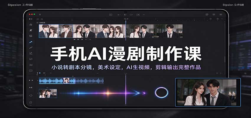 手机AI漫剧制作课：小说转剧本分镜，美术设定，AI生视频，剪辑输出完整作品祝你网--专注互联网创业.信息差副业研究拒绝割韭菜祝你网