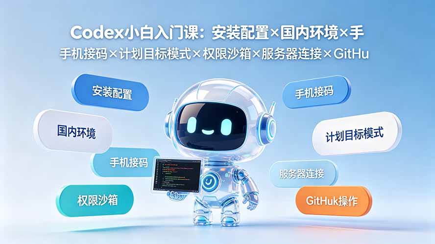（19402期）Codex小白入门课：安装配置×国内环境×手机接码×计划目标模式×权限沙箱×服务器连接×GitHub操作祝你网--专注互联网创业.信息差副业研究拒绝割韭菜祝你网